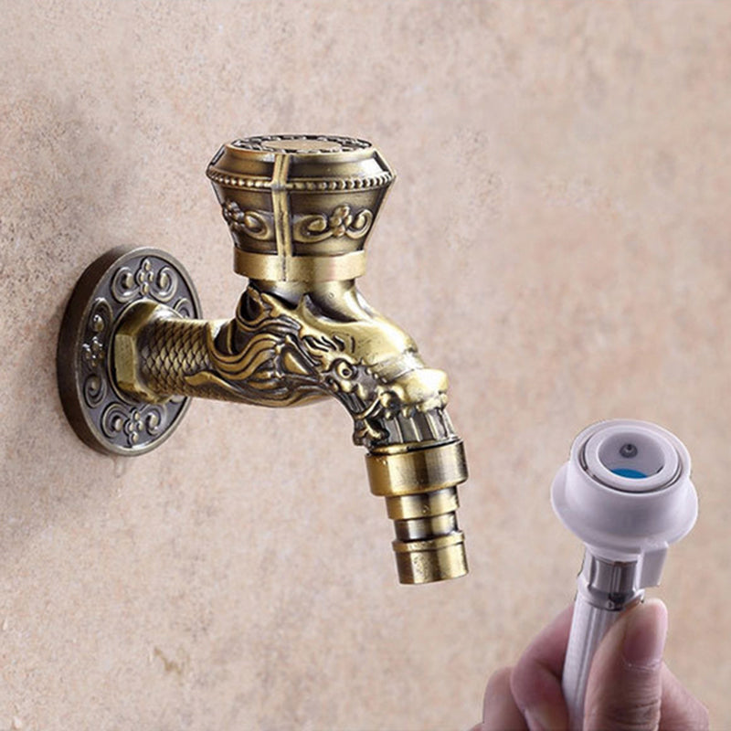 Skanto | Vintage Classic Faucet Water Lock Single Handle Dragon Engraving Wall Mounted Faucet