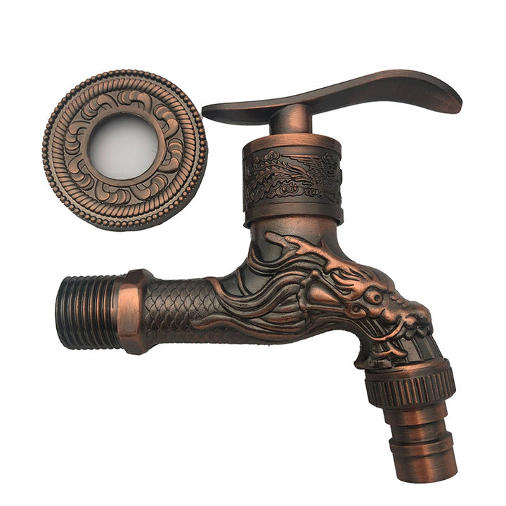 Skanto | Vintage Classic Faucet Water Lock Single Handle Dragon Engraving Wall Mounted Faucet
