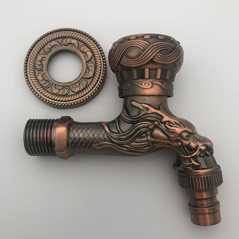 Skanto | Vintage Classic Faucet Water Lock Single Handle Dragon Engraving Wall Mounted Faucet