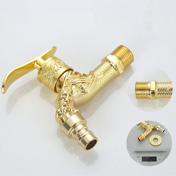 Skanto | Vintage Classic Faucet Water Lock Single Handle Dragon Engraving Wall Mounted Faucet