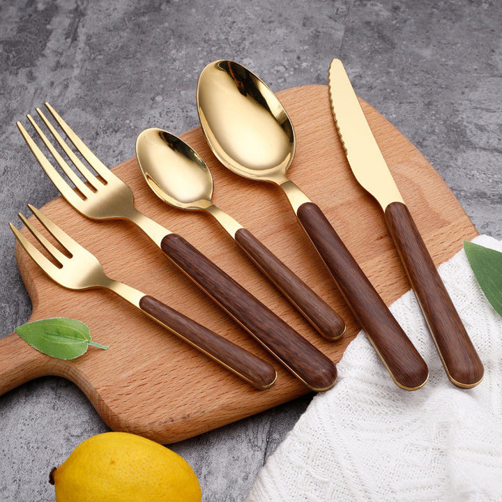 Norvo | Stål Flatware Set med Trehåndtak