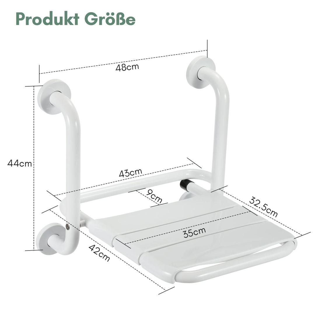 Foldbar dusjsete med armlener veggmontert | Skanto