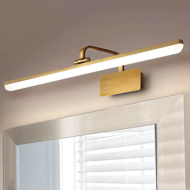 LED Innendørs Vegglampe med Ultra-Tynn Akrylskjerm Børstet Messing Vanity Sconce Lys i Varme/Hvit Belysning, 16"/19.5" B | Skanto