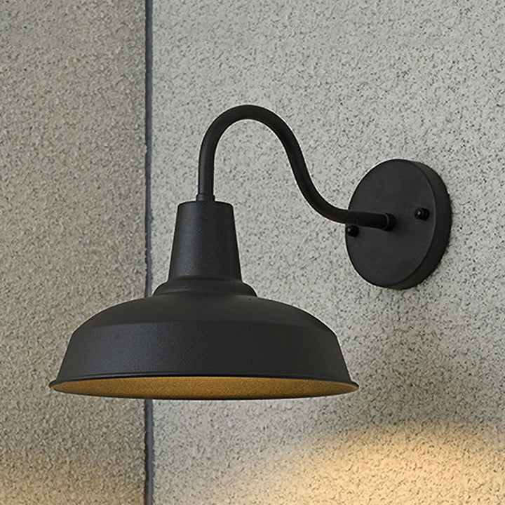 Farmhouse Låve Vegglampe Belysning 1 Pære Metallisk Vegglampe med Gåsehalsarm i Svart til Veranda | Skanto