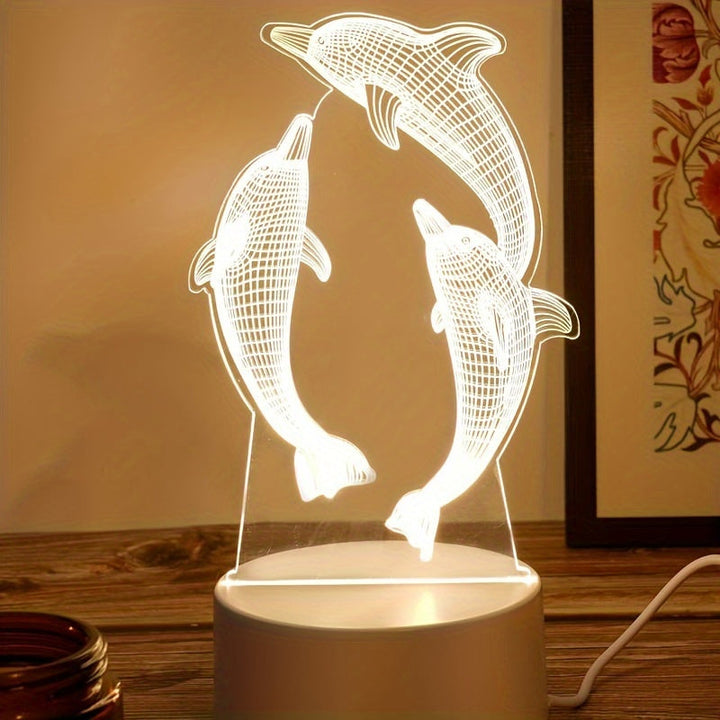 GeoDolphin - Trendy 3D Illusion Bordlampe Skanto