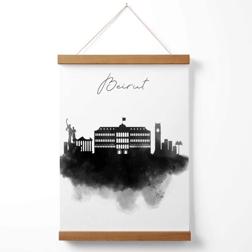 Beirut akvarell silhuettplakat med oppheng