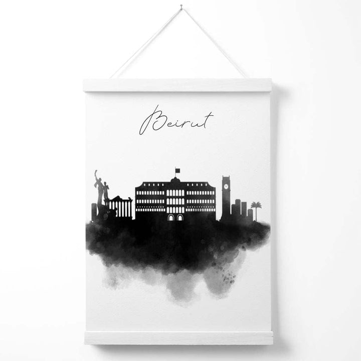 Beirut akvarell silhuettplakat med oppheng
