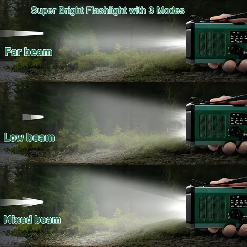 Norvo | StormMate X10 Nødradio med 10 000 mAh Powerbank | Sol, Håndsveiv & USB-C | LED Lys, SOS Alarm & Kompass | AM/FM/NOAA