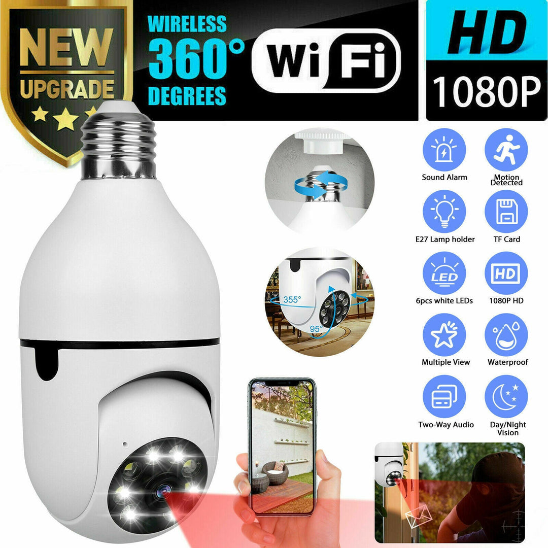 E27 1080P HD WiFi Lyspære Sikkerhetskamera | Skanto