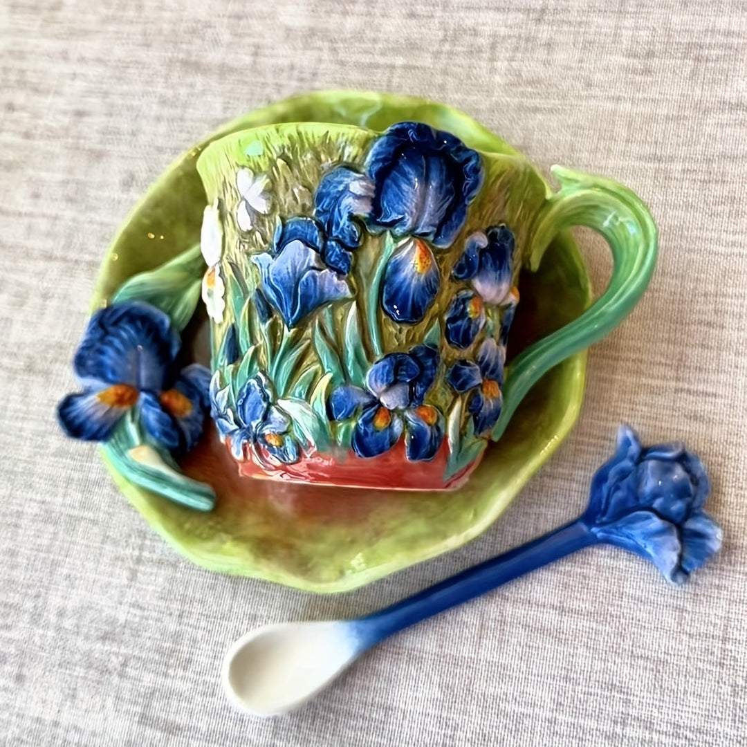 ArtSip Keramikkopp & Underskål Sett – Håndmalte 3D-design inspirert av Van Gogh | Skanto