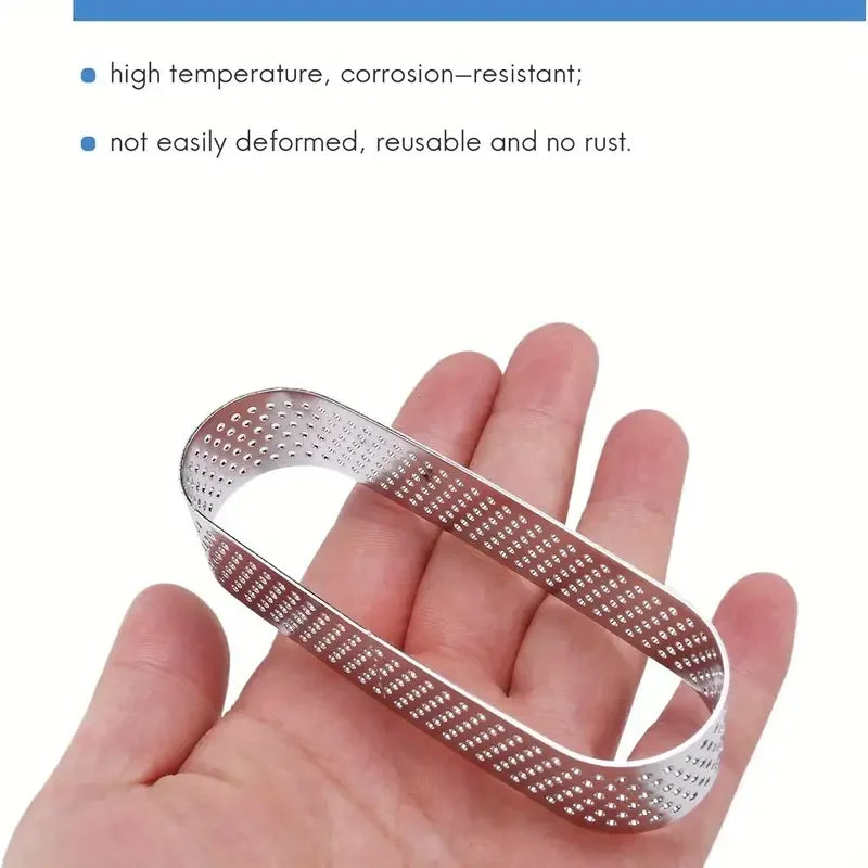 6/8pcs Rustfritt Stål Ovale Tart Ringer Perforerte Deig- og Kakeformer | Skanto