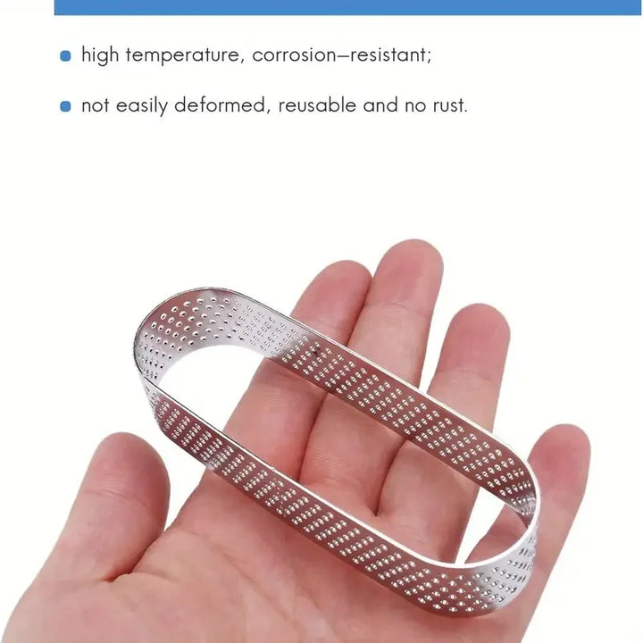 6/8pcs Rustfritt Stål Ovale Tart Ringer Perforerte Deig- og Kakeformer | Skanto