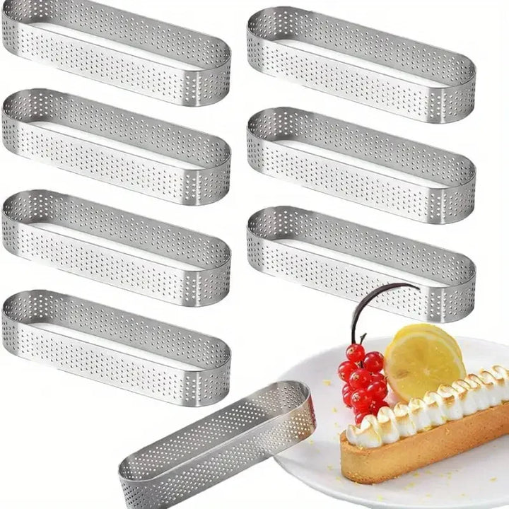 6/8pcs Rustfritt Stål Ovale Tart Ringer Perforerte Deig- og Kakeformer | Skanto