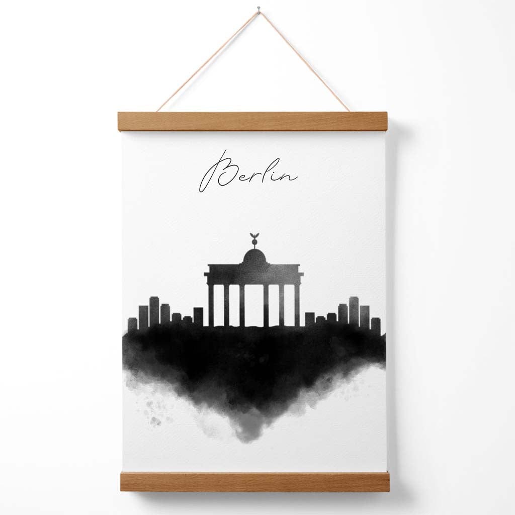 Akvarellplakat fra Berlins skyline med oppheng