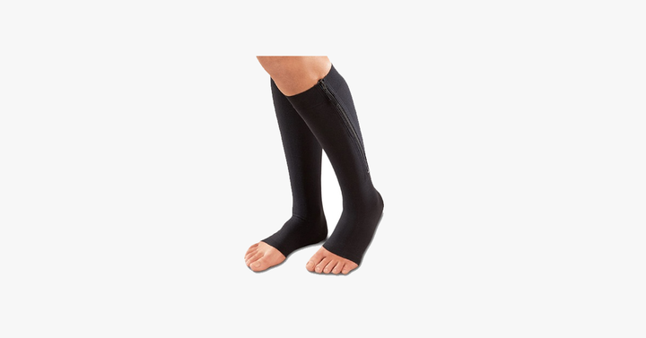 Skanto | Unisex Glidelås Kompresjons Sokker med Åpen Tå – Avslapning med Hvert Steg!