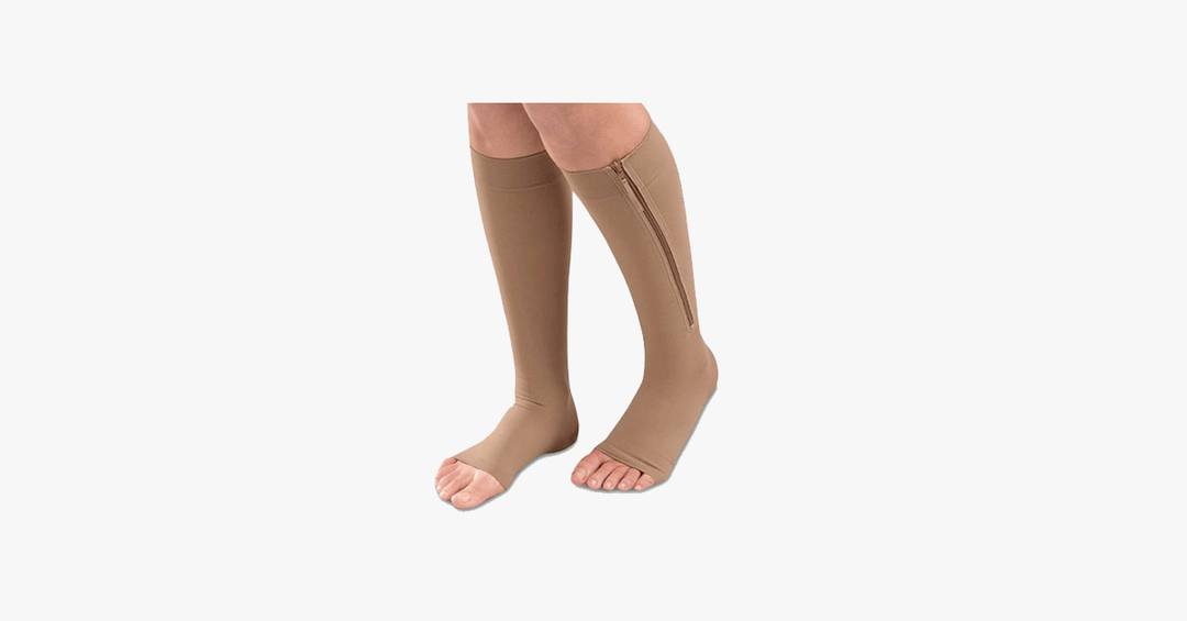 Skanto | Unisex Glidelås Kompresjons Sokker med Åpen Tå – Avslapning med Hvert Steg!