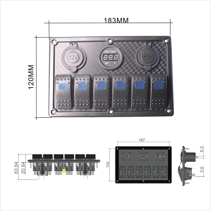 Skanto | Rocker Switch Panel 6 Vei