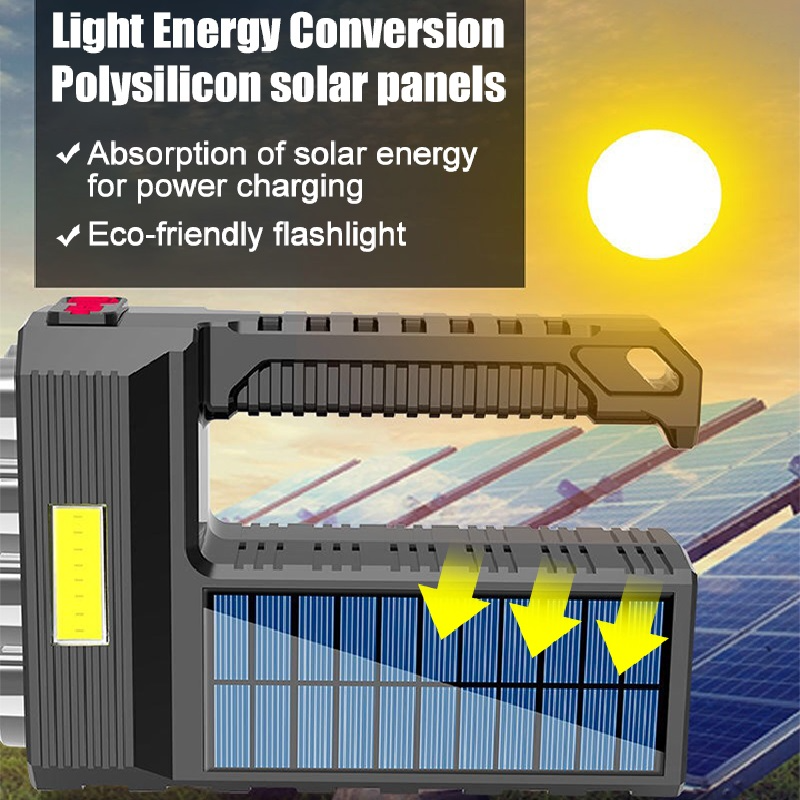 Skanto | Solenergi LED lommelykt – Vanntett, kraftig håndholdt søkelys med litiumbatteri