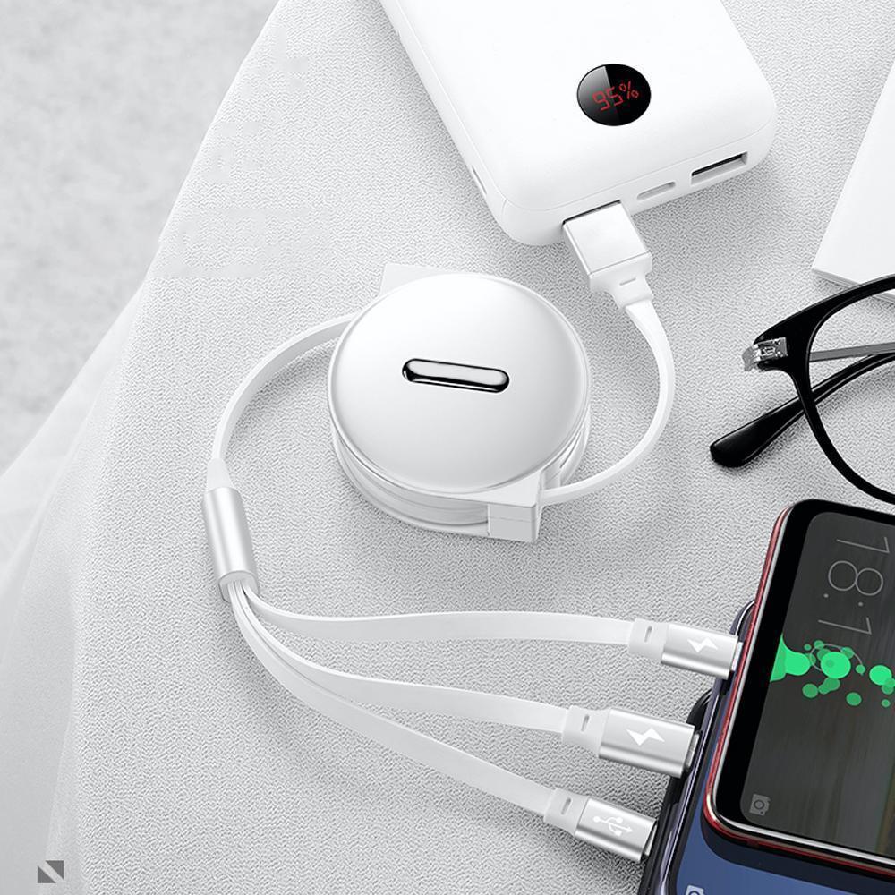 Skanto | 3-1 Uttrekkbar ladekabel for IOS, Micro og Type-c