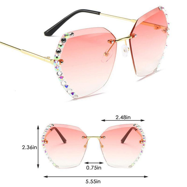 Rimless solbriller med krystall | Skanto