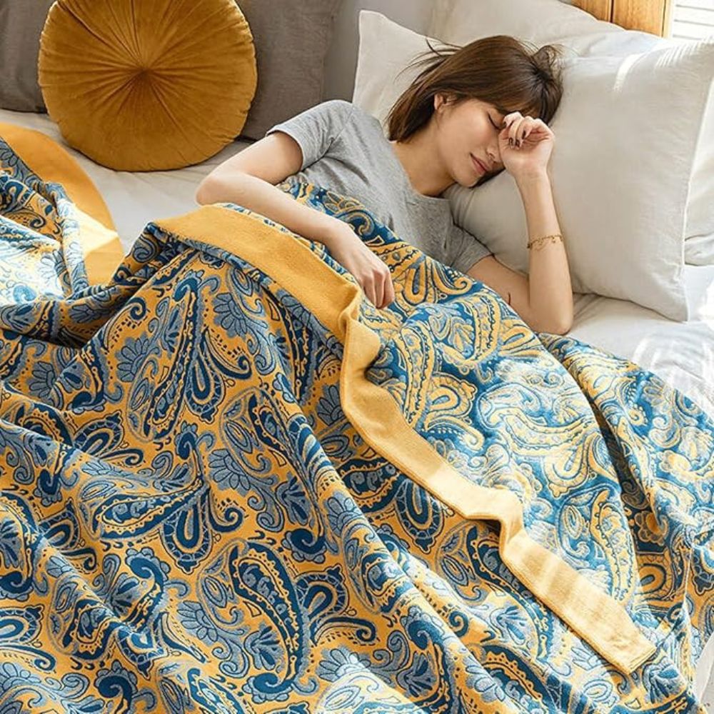 Skanto | Azure Golden Retro Bomullteppe