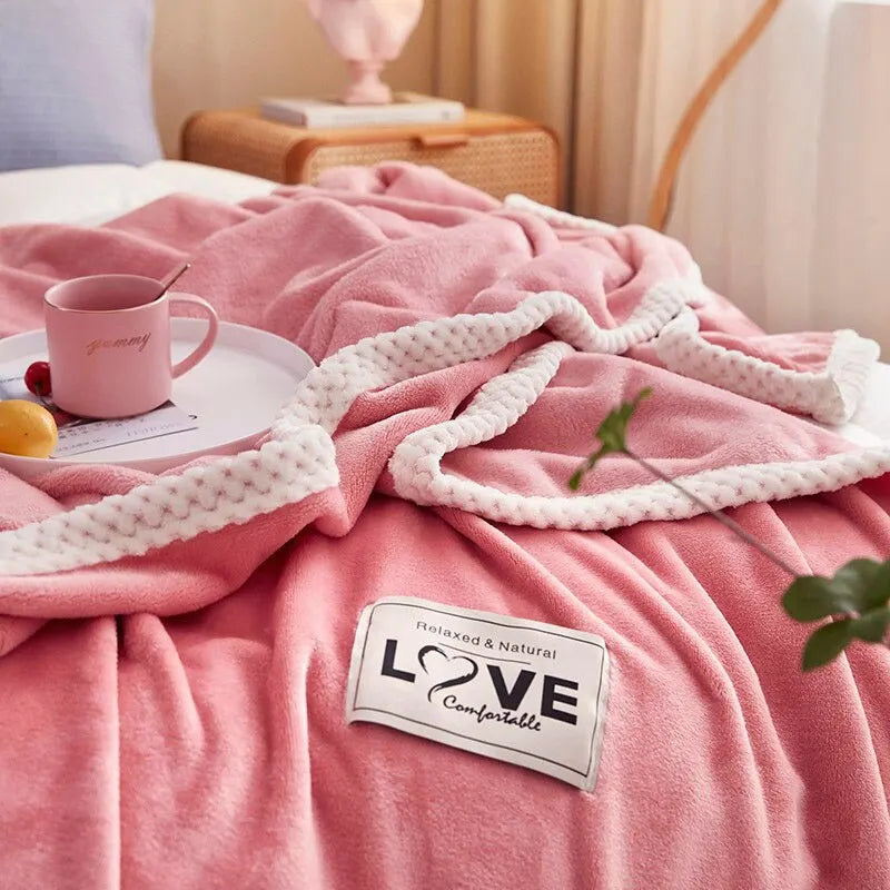 Skanto | Rosa Flanell Fleece Teppe - BlushCozy