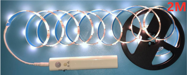 Skanto | LED lysreim med fjernkontroll – 2 meter fleksibel rem for dekorativ belysning i skap og hyller