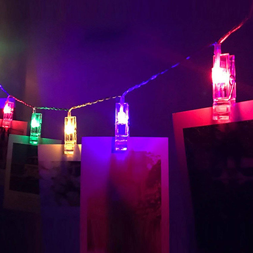 Skanto | LED fotoklipplyskjede med batteridrift – Fargeforanderlige lys for dekorasjon og fotopresentasjon