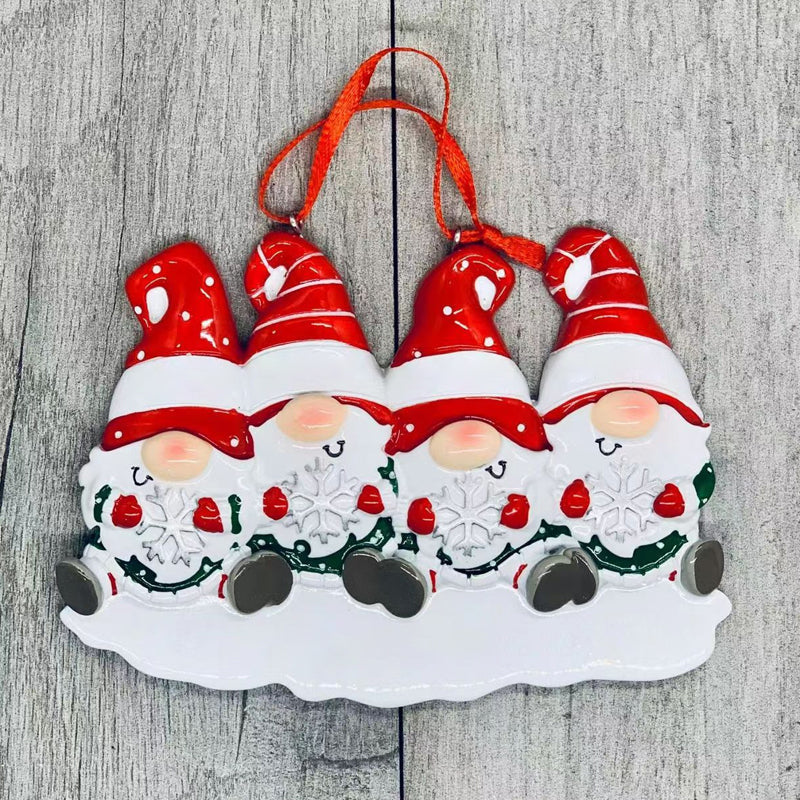 Norvo | 4 Navn-Egen Familie Jule X-mas Tre Dekorasjon Ornament med Navn-Dverger Familie