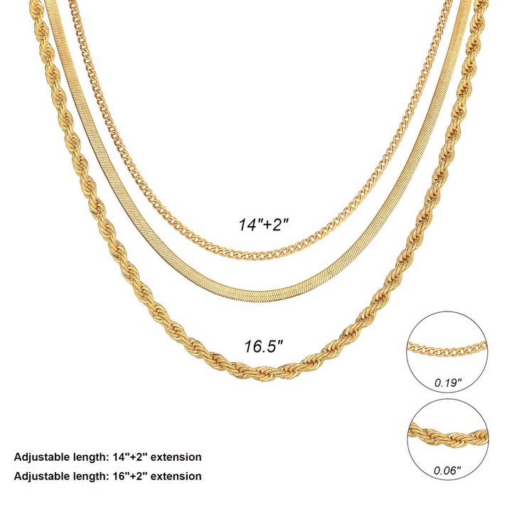 Skanto | 3pc Klassisk Halskjede Choker Stabel