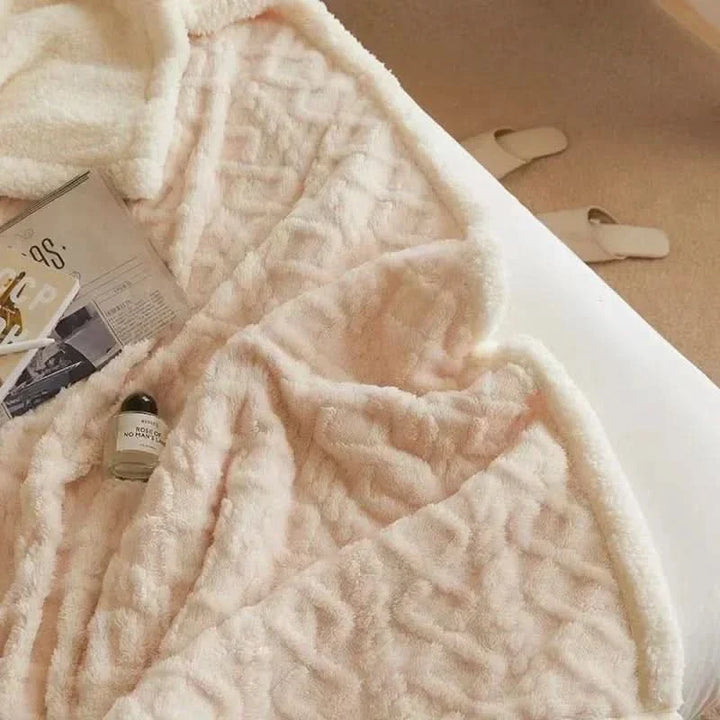 Skanto | Tykk lammeull fleece vinterteppe mykt varmt kast