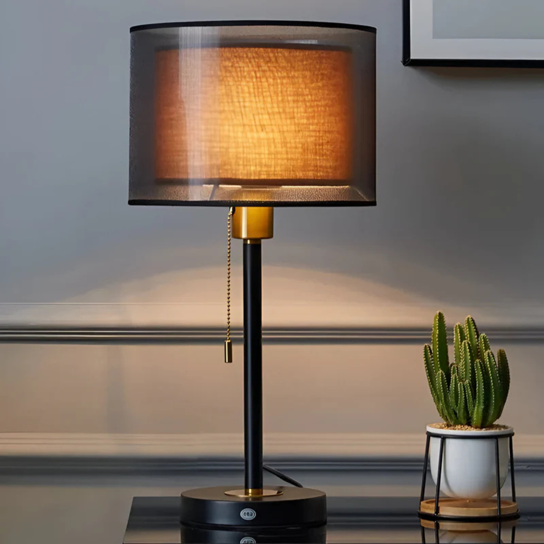 Skanto | Bordlampe med dobbel tekstilskjerm