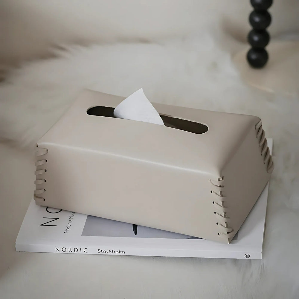 Skanto | Stitched Leather Tissue Box Holder