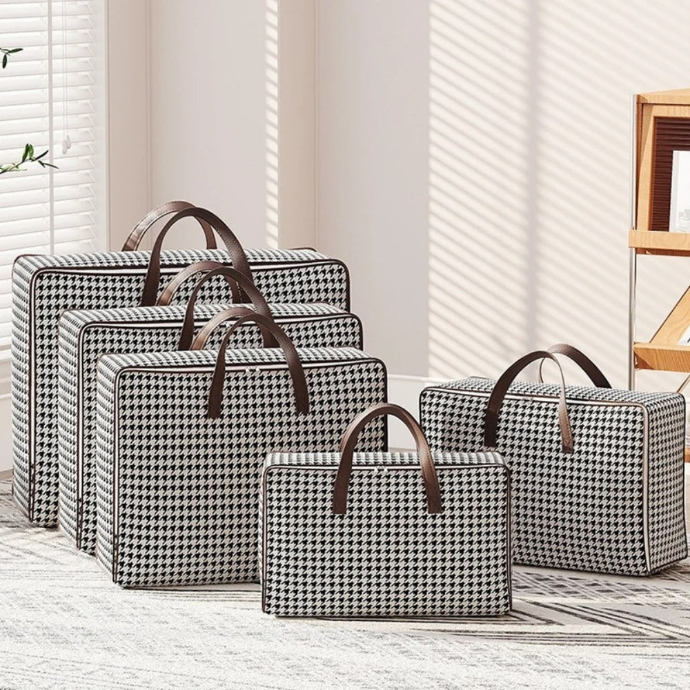 Skanto | Slitesterk stor kapasitet houndstooth lagringskoffert