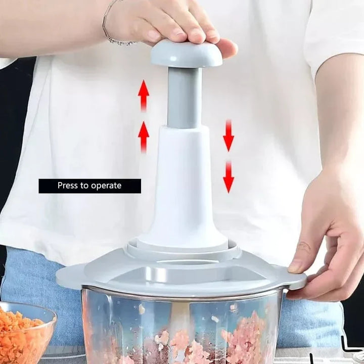 Manuell Mat Hakker, 1500ML Rask Med 4 Bøyde Rustfrie Stålblad Skanto