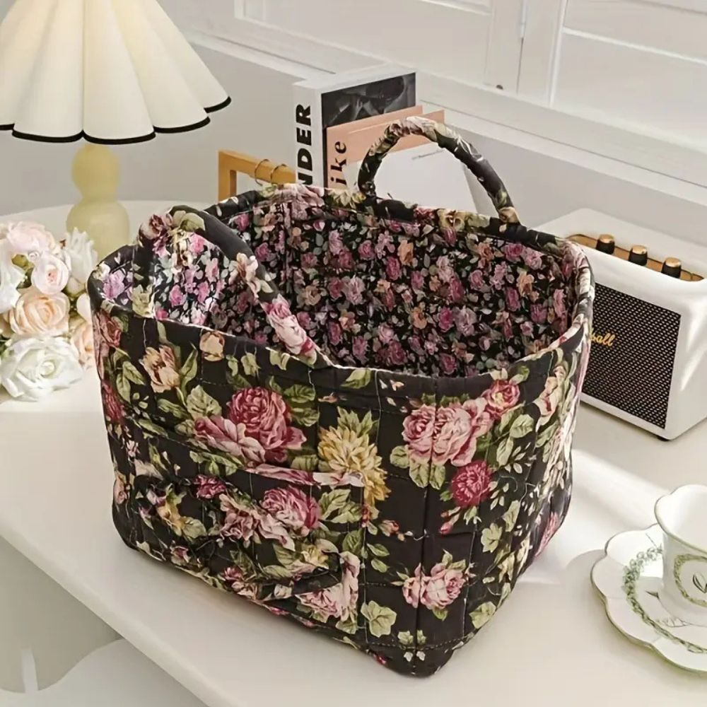 Skanto | Delikat Floral Canvas Oppbevaringskurv