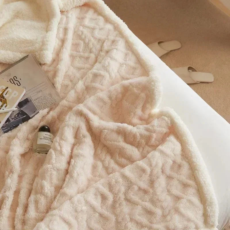 Skanto | Tykk lammeull vinter fleece teppe - LuxyCozy