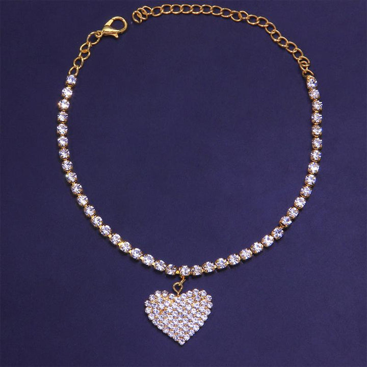 Skanto | Fashion Heart Rhinestone Ankelkjede