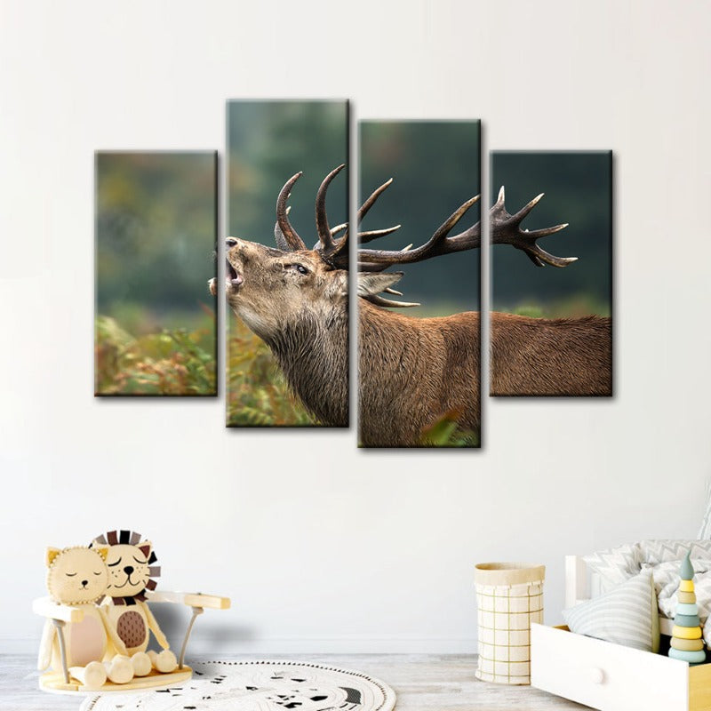 4 Piece Bleating Elk - Canvas Wall Art Painting | Skanto