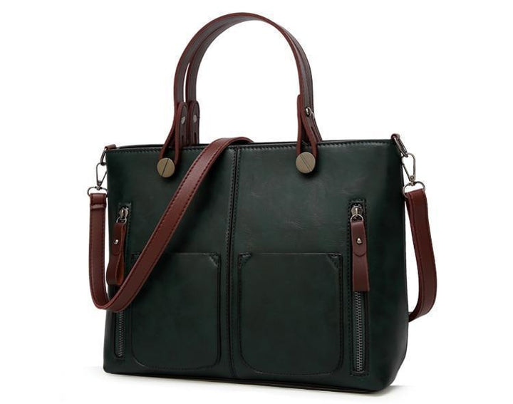Cera - Dobbel Frontlomme Vintage Tote Håndveske | Skanto