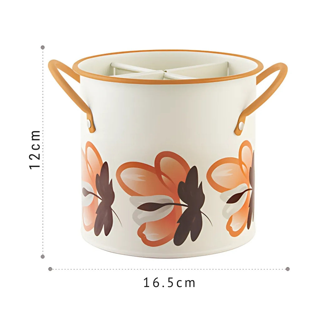 Skanto | Floral Bestikk Oppbevaringskurv med Divider Lok