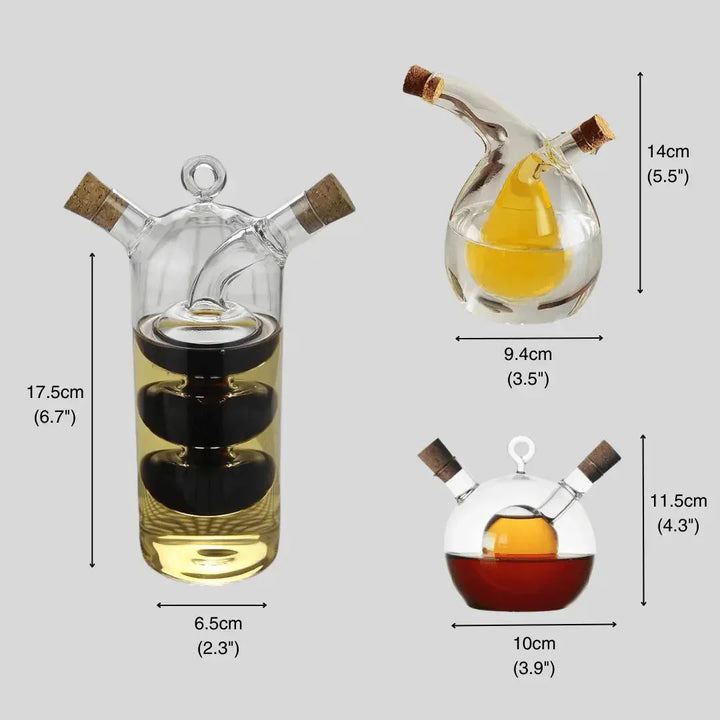 Skanto | Olje- og eddikdispenser – Dobbel glassflaske for stilfull servering og oppbevaring