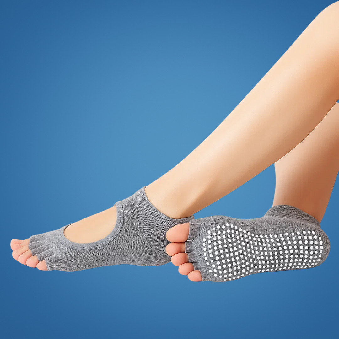 Slip Yoga Grip Socks – Åpen Tå & Pustende – Gummiert Såle for Kvinner – Stabilitet Balanse Komfort i Yoga & Pilates Skanto