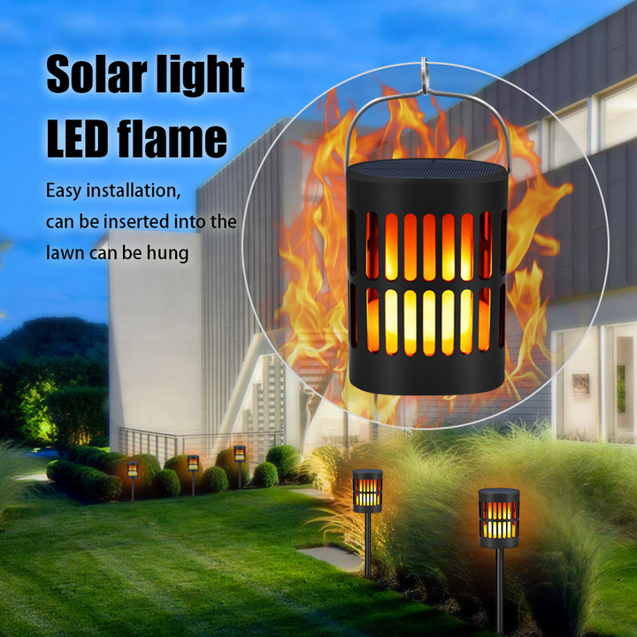 Skanto | Solar LED Flamme Lantern – Dekorativ utendørs belysning for hage og terrasse med hengemulighet