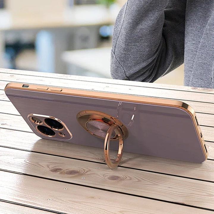 Plattiertes iPhone-deksel med ring | Skanto