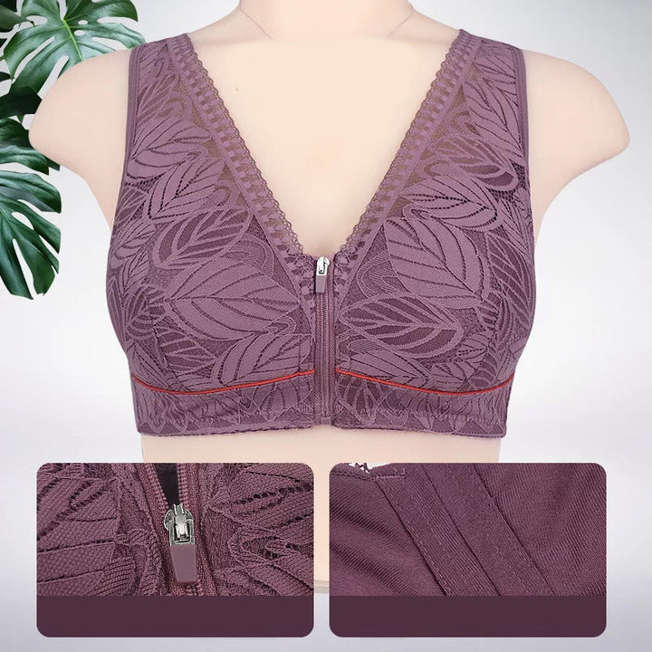 Skanto | Ensfarge Lacy Lingerie med Frontglidelås