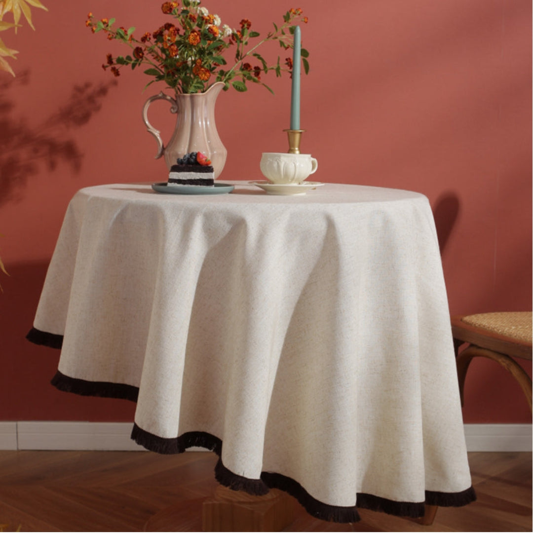 Skanto | Minimalistisk Lin Frynse Duken Naturlig Stil