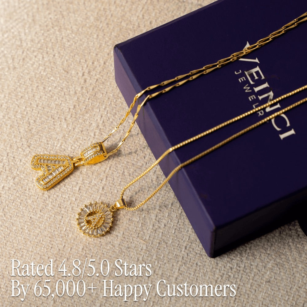Skanto | 2pc 14k Diamant Bokstav Initial Halskjeder