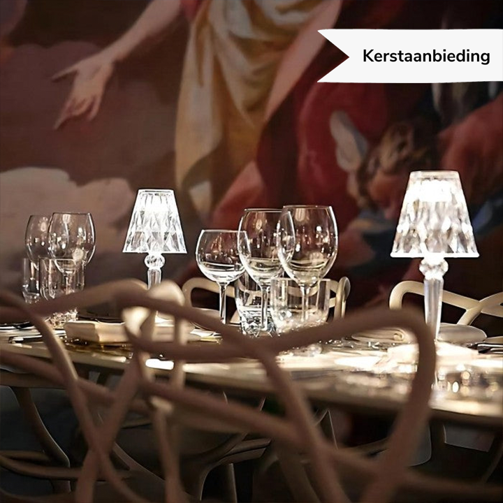 Skanto | LuxeCrystal Premium LED Bordlampe | Trådløs | Dimmbar Krystallbelysning | Stemningslys & Dekorasjon