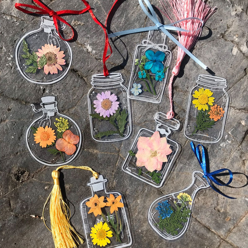 Skanto | Gjennomsiktige tørkede blomster bokmerker (30 stykker/sett)
